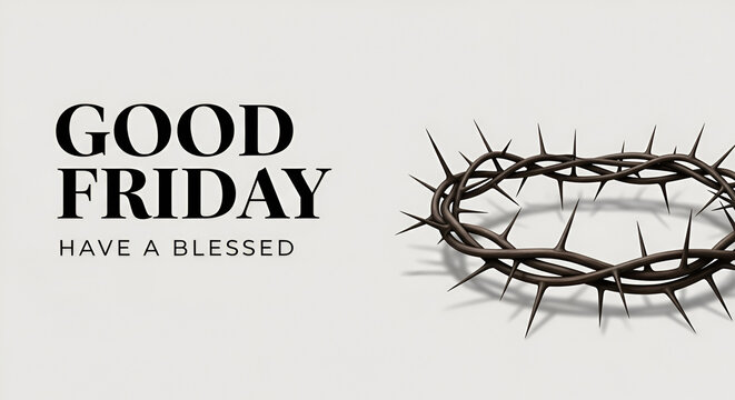 Good Friday Poster Design with 3D Realistic The Crown of Thorns Illustration in Simple Background