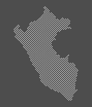Peru map dot on gray background.  Dotted map Republic of Peru. Halftone map. Vector eps 10.