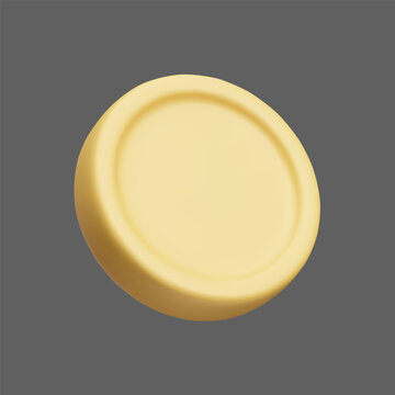 Golden coin 3D vector render. Gold pirate doubloon, metal money cash, ducat, piece of money 3D game design element.