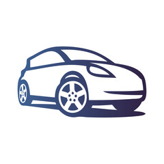 Logo concesionario de coches. Icono con dibujo con líneas de un automóvil  © teracreonte
