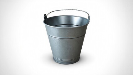 Metal bucket with handle isolated on a white background for carrying liquids or solids useful tool for garden