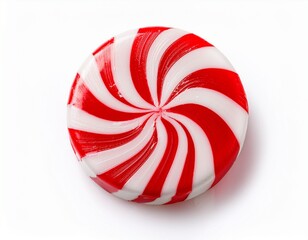 Obraz premium round peppermint candy sweet red white mint isolated on white background