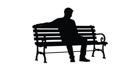 A man sits pensively on a park bench a striking silhouette © IMkM00i76