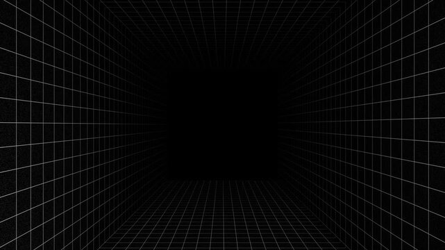 4K 3D looping background animation with grid pattern moving forward with empty space in the middle.