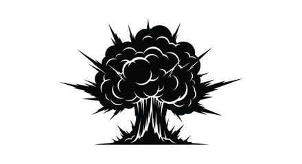 Dramatic explosion depicted in a stark black shape silhouette © IMkM00i76