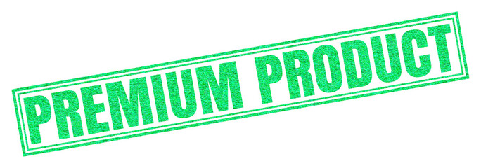 Green product rubber stamp on black textured background