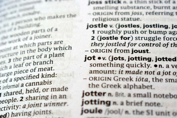 Definition Of English Dictionary Close Up Of Page With Word - jot