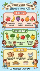 Healthy food groups for kids infographic.