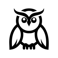 Logotipo con dibujo sencillo con líneas de un búho de pie © teracreonte
