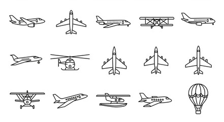 Collection of Various Aircraft Designs in Black and White. © Tama