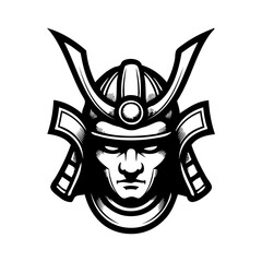 Logo guerrero samurái. Icono con antiguo samurái con casco  © teracreonte