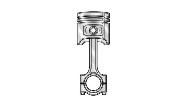 Detailed Illustration of Piston and Connecting Rod Assembly.