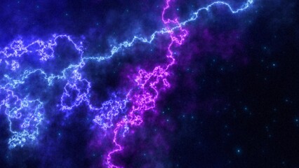 Vibrant glowing electric nebula with purple and blue plasma © Bolbik