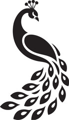 Fototapeta premium AElegant Peacock Silhouette Vector Illustration – Minimalist Bird Design for Logo and Decorationdobe Illustrator Artwork