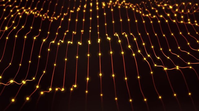 Glowing Neural Network Connectivity Wave for AI and Big Data Concept