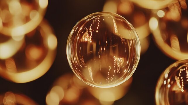 Golden orbs with reflections