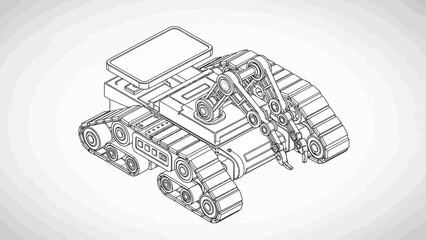 Detailed Technical Drawing of Military Tank. © Han's