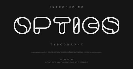 A sleek and modern introduction to Optics typography showcased on a dark background with a clean and minimalist design © Font