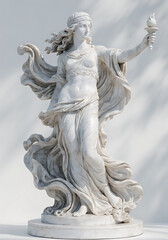 Classical Marble Statue of a Woman Holding a Torch, Ancient Greek Goddess Sculpture