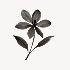 Obraz premium Monochrome floral watercolor illustration.