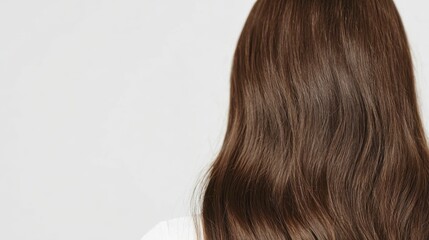 Naklejka premium Silky brunette hair flowing against subtle background for beauty and haircare concepts