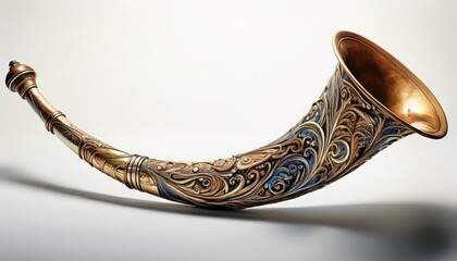 ancient horn symbolizing tradition and cultural heritage or white background