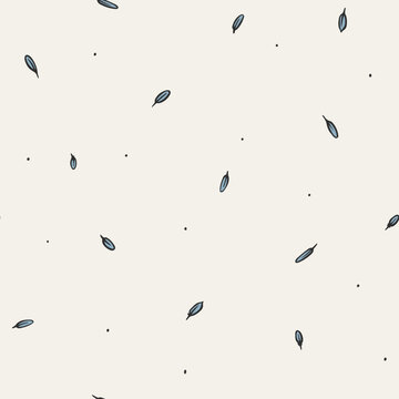 Tiny feather doodle seamless pattern light nordic textile background