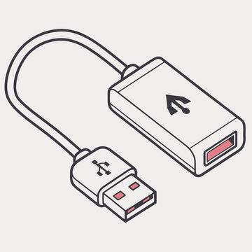 USB OTG Adapter Micro Technology Vector Icon