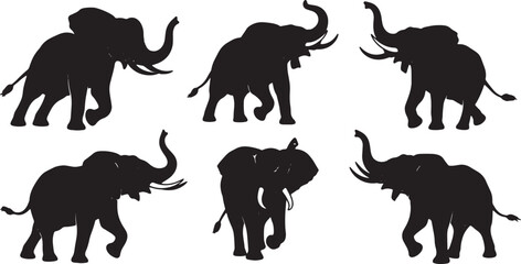 Solid Black Aggressive Elephant Charging Attack Shapes © Reshma