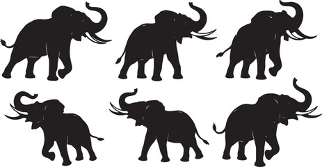 Solid Black Aggressive Elephant Charging Attack Shapes © Reshma