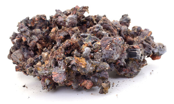 Metallurgical slag texture isolated on white background