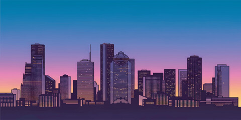 Obraz premium Houston Texas Skyline Vector with Modern Cityscape Silhouette