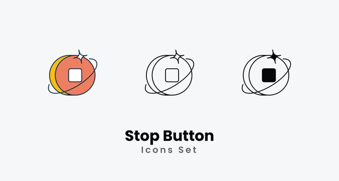 Stop Button icons vector set stock illustration