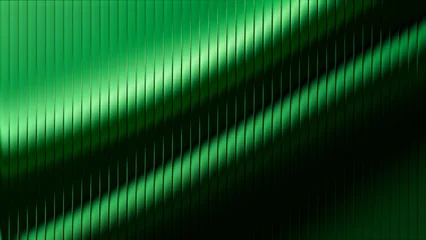 Fototapeten Fraktale Wellen Vibrant abstract green fractal glass ribbed texture featuring a sleek wave pattern with neon glow, ideal for futuristic backgrounds, tech designs, and digital art projects.  © Shabbir