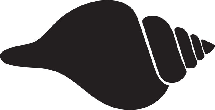 Abstract flat black conch shell silhouette vector illustration, a clean and elegant symbol of marine life and ocean wonders, perfect for design