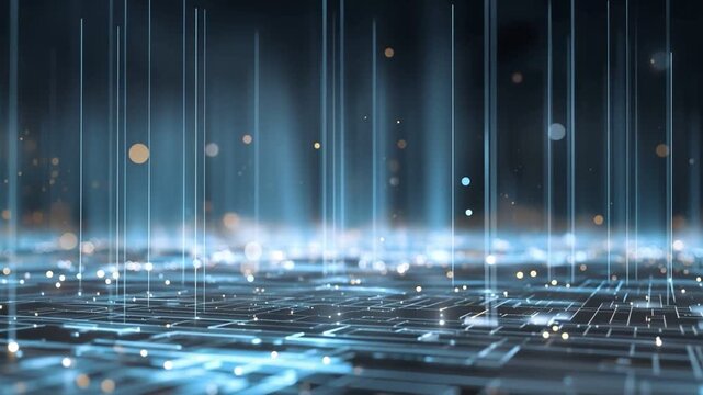 A mesmerizing digital landscape featuring glowing particles and cascading lines, representing the beauty of technology and innovation