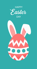 Fototapeta premium Happy Easter day design featuring a cute cartoon bunny rabbit ear with colorful egg illustration vector