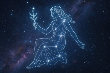 Naklejka premium Celestial goddess constellation background