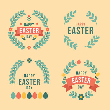 Easter day label decoration, vector illustration