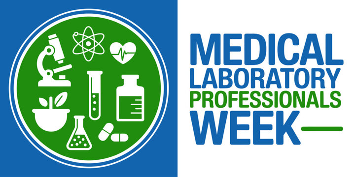 Medical laboratory professionals week awareness campaign logo with science icons