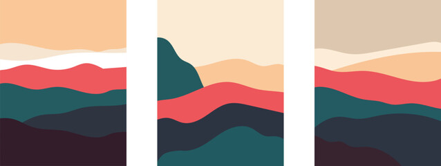 Obraz premium Abstract mountain landscape triptych art