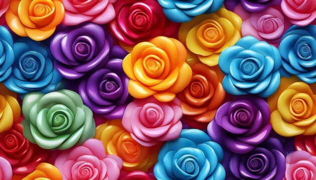nahtlos wiederholendes muster textur von plastischen bunten rosen