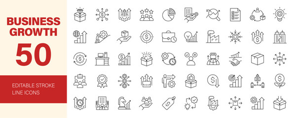 Business Growth icon set. Editable line icons. Vector illustration. © Dear Lala