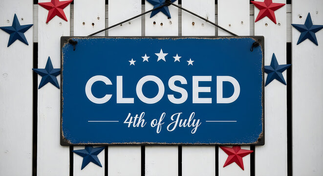 Closed on 4th of july sign