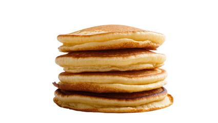 Isolated Stack of golden brown fluffy pancakes, a delicious classic breakfast food.