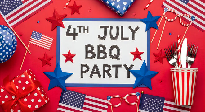 4th of july bbq party celebration with patriotic decorations