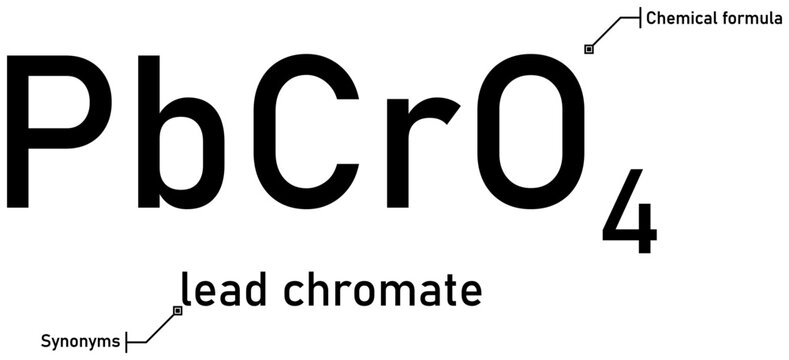 Lead chromate chemical formula with callout titles