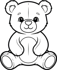 Fototapeta premium A cute cartoon teddy bear sitting upright with a sweet expression on its face and big eyes looking forward