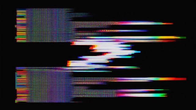 Glitchy digital distortion effect with colorful horizontal l
