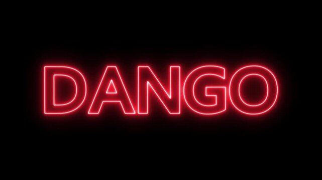 Animated glowing flickering neon inscription dango. neon dango text animation